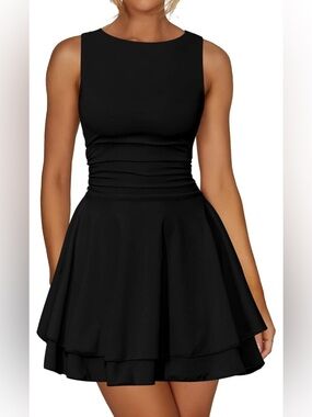 Sleeveless Black Tiered Mini Dress